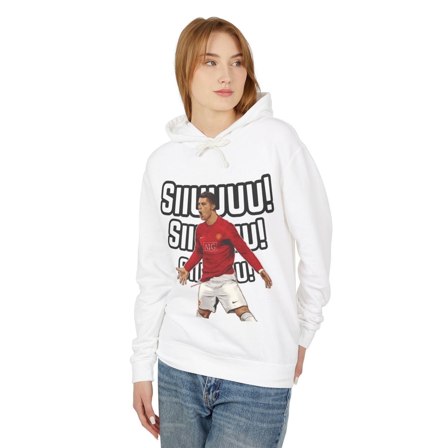 Unisex Lightweight Hooded Sweatshirt - 'Siiimm! Siiimm!' Soccer Inspired Design