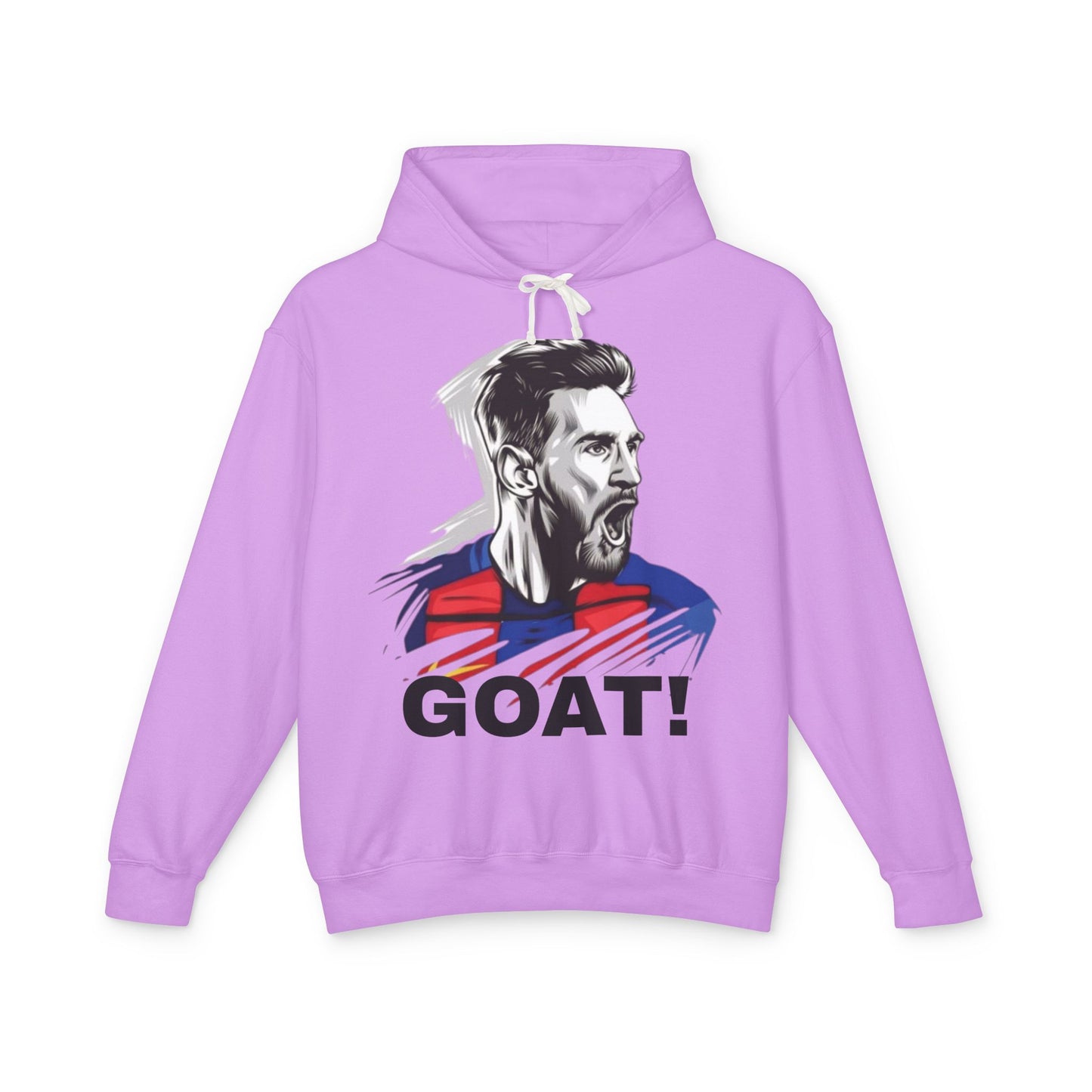 Unisex Lightweight Hooded Sweatshirt - GOAT! Messi Graphic Sweatshirt for Sports Fans