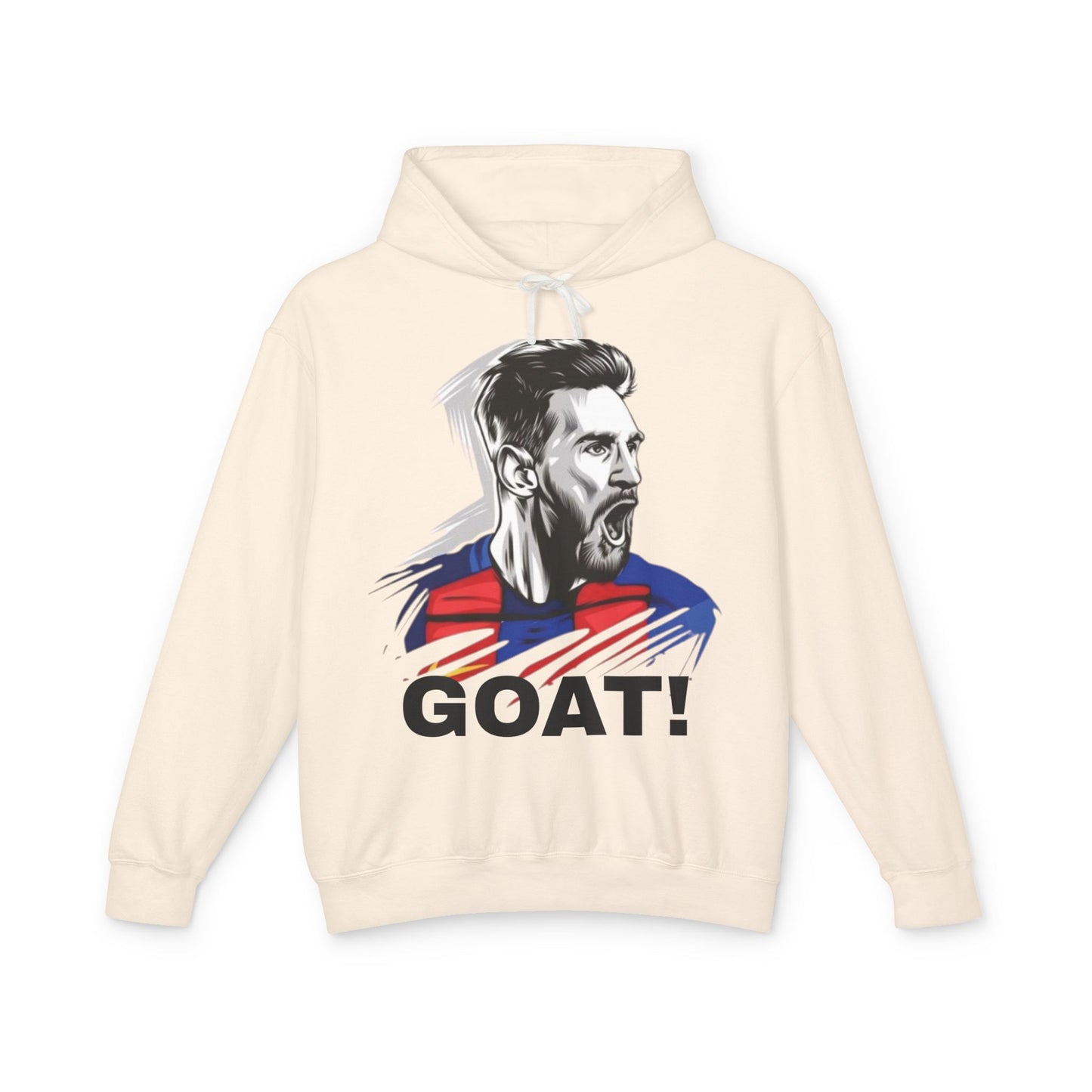 Unisex Lightweight Hooded Sweatshirt - GOAT! Messi Graphic Sweatshirt for Sports Fans