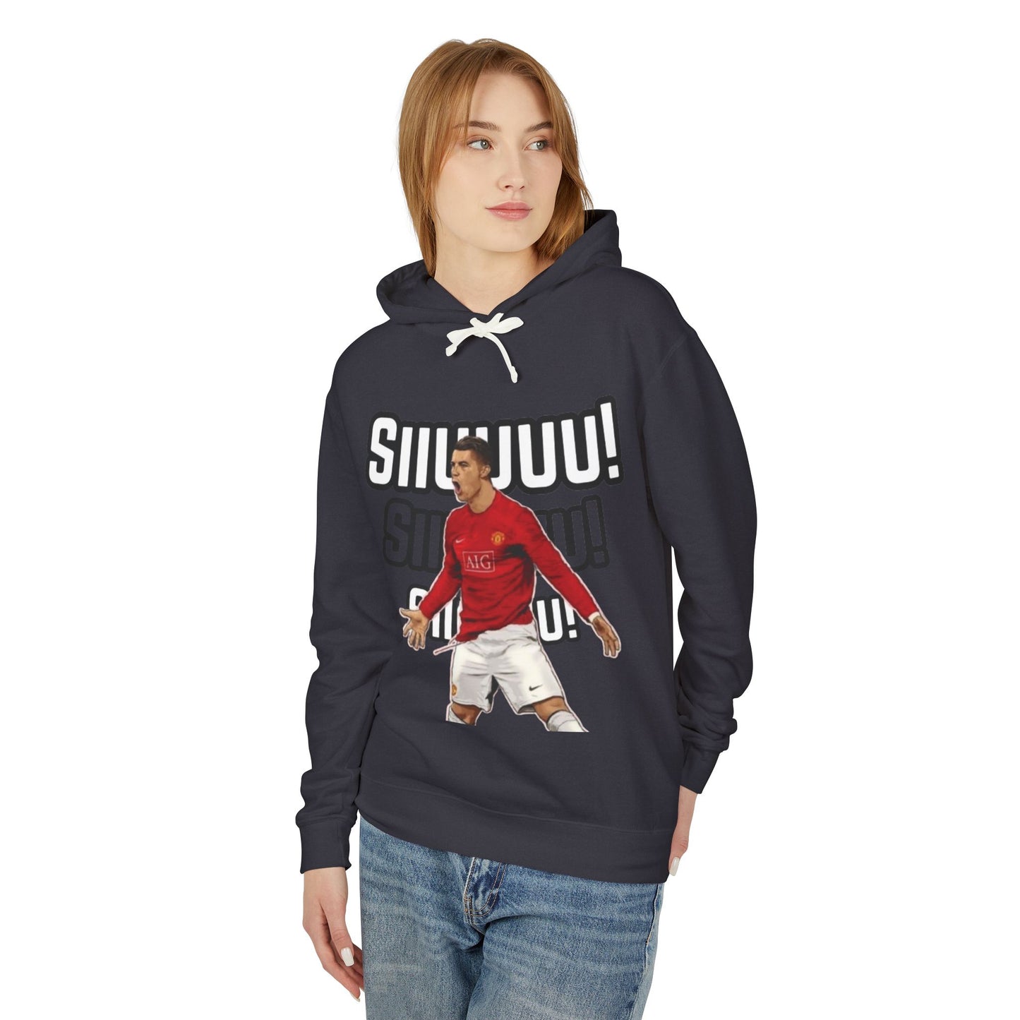 Unisex Lightweight Hooded Sweatshirt - 'Siiimm! Siiimm!' Soccer Inspired Design