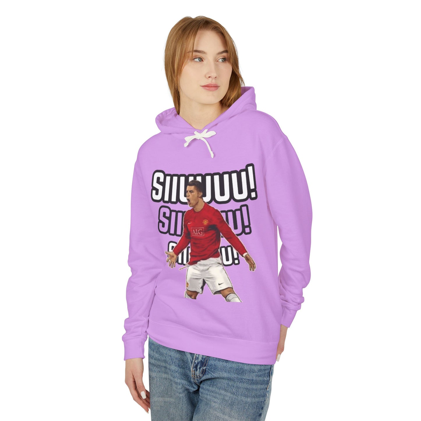 Unisex Lightweight Hooded Sweatshirt - 'Siiimm! Siiimm!' Soccer Inspired Design