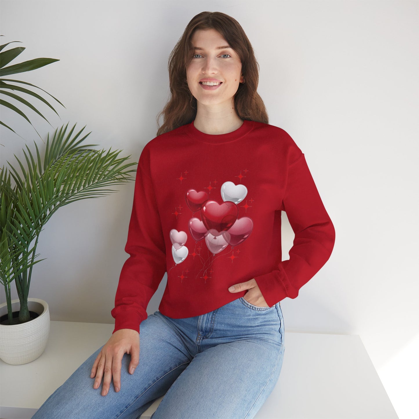 Heart Balloon Unisex Crewneck Sweatshirt - Perfect for Valentine's Day and Love Celebrations