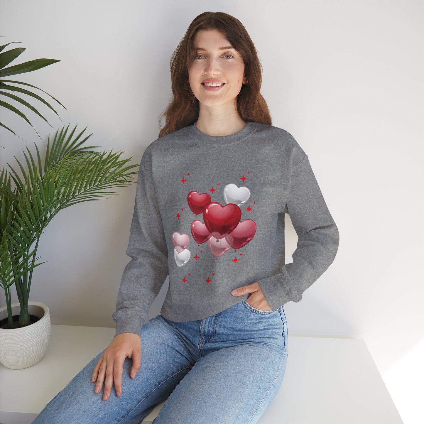 Heart Balloon Unisex Crewneck Sweatshirt - Perfect for Valentine's Day and Love Celebrations