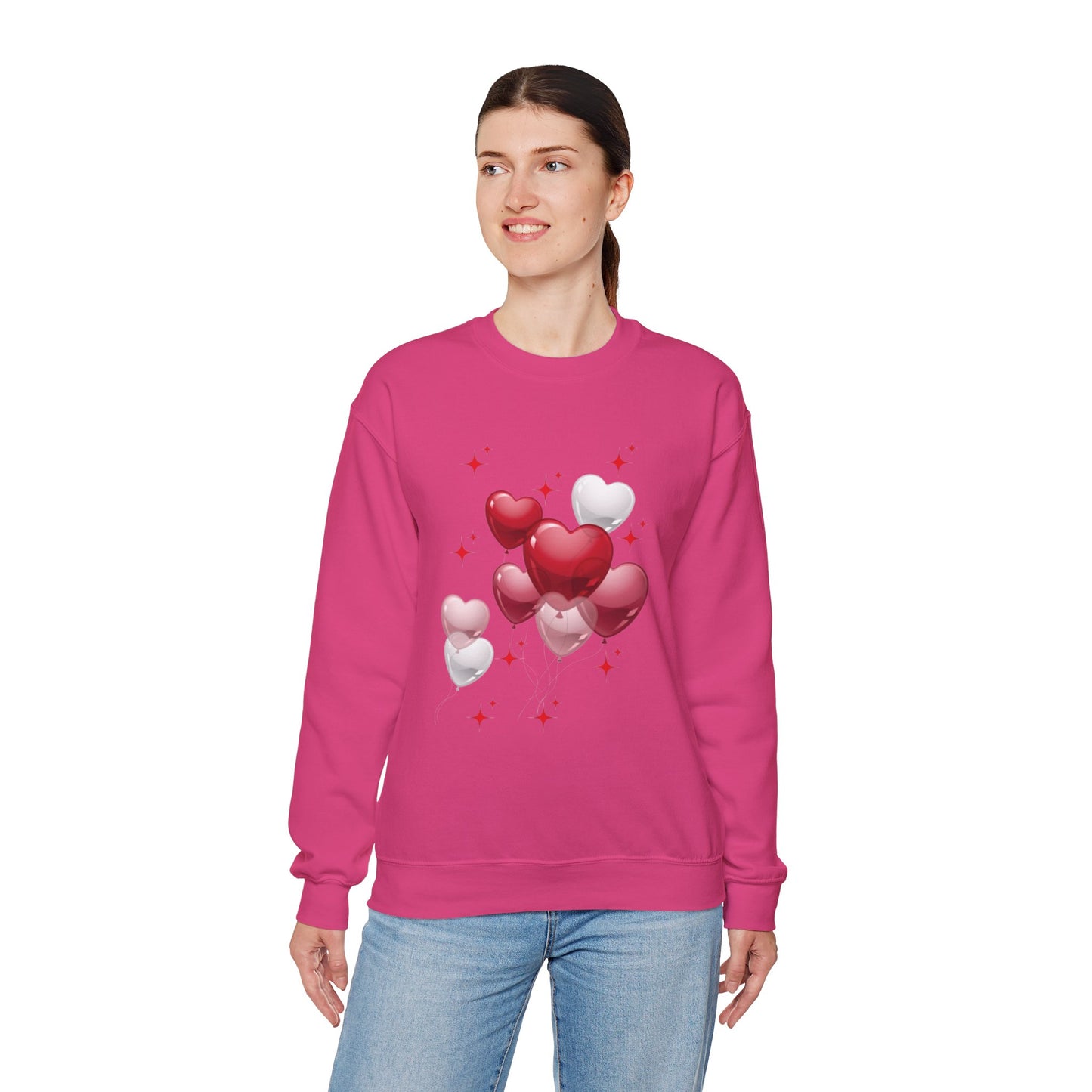 Heart Balloon Unisex Crewneck Sweatshirt - Perfect for Valentine's Day and Love Celebrations