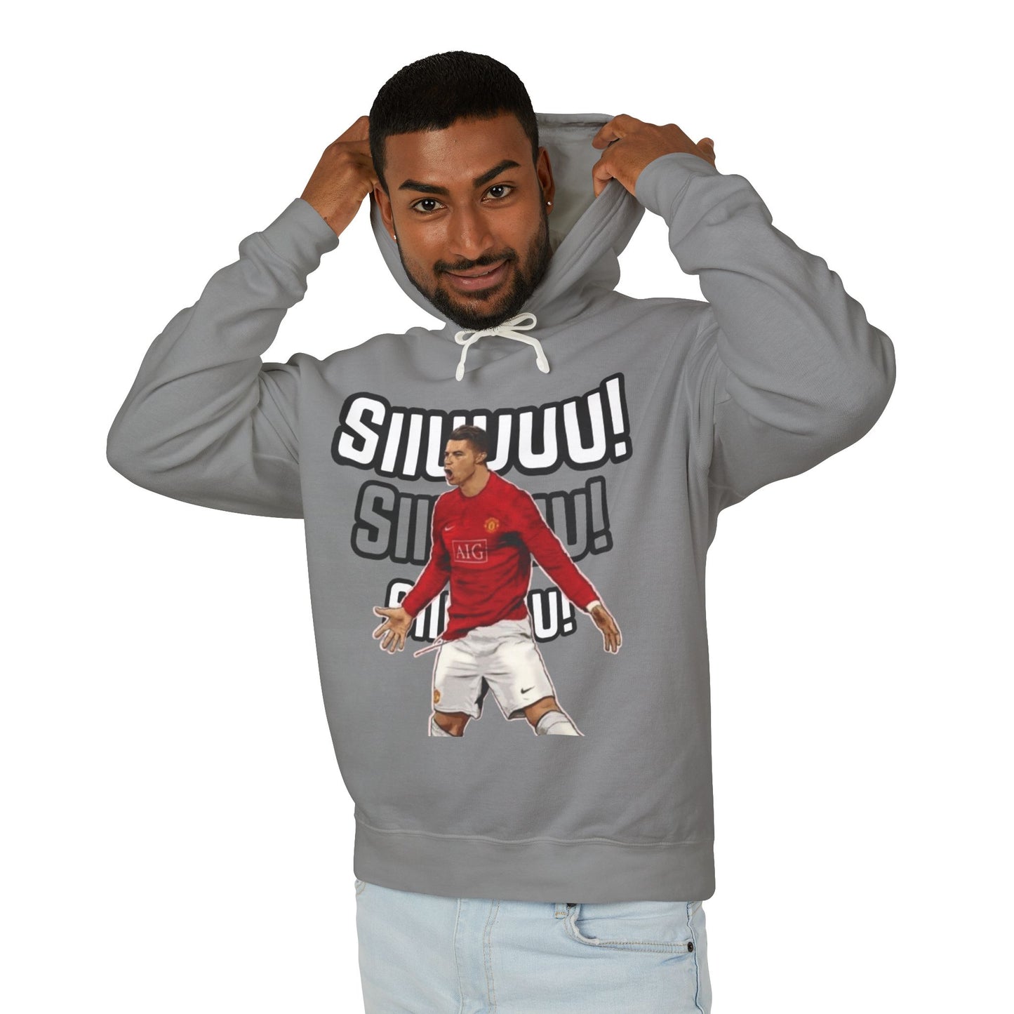 Unisex Lightweight Hooded Sweatshirt - 'Siiimm! Siiimm!' Soccer Inspired Design