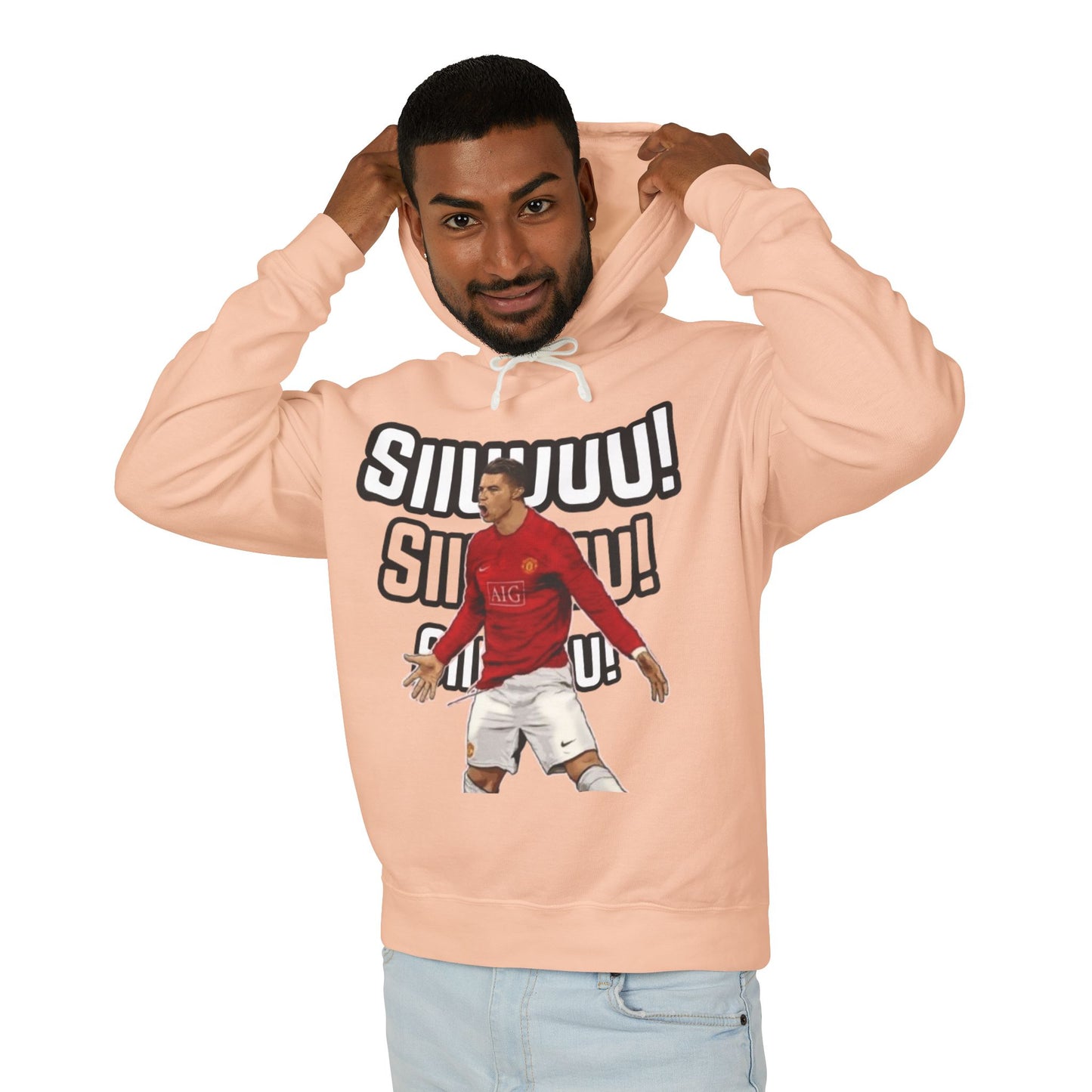 Unisex Lightweight Hooded Sweatshirt - 'Siiimm! Siiimm!' Soccer Inspired Design