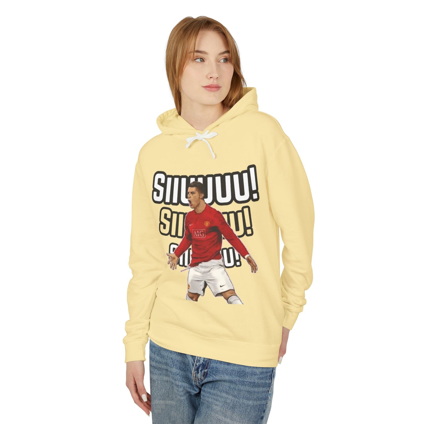 Unisex Lightweight Hooded Sweatshirt - 'Siiimm! Siiimm!' Soccer Inspired Design