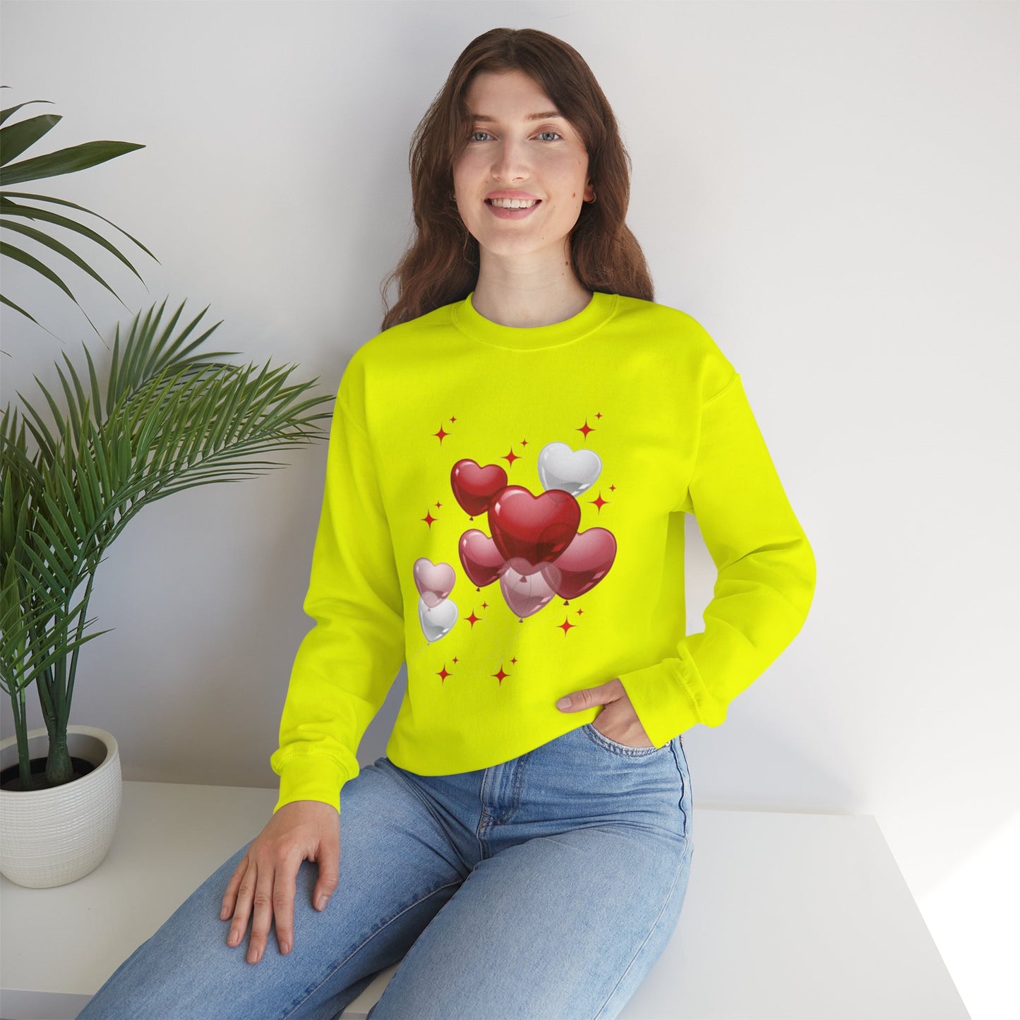 Heart Balloon Unisex Crewneck Sweatshirt - Perfect for Valentine's Day and Love Celebrations